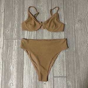 Princess Polly Bikini Size 8 ribbed & tan